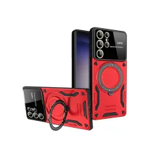 Samsung Galaxy S25 Ultra Kılıf Joy Lens Standlı Kapak - Kırmızı