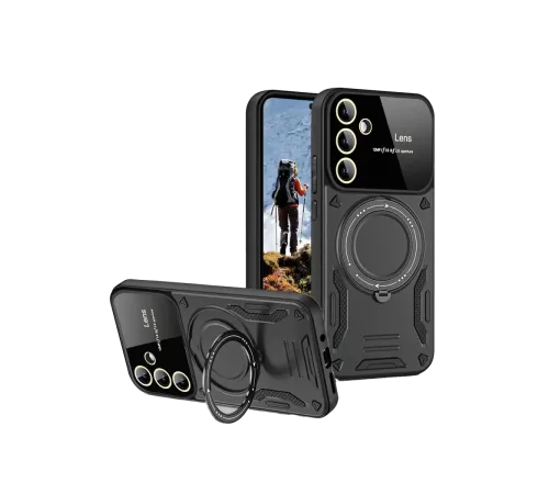 Samsung Galaxy S24 FE Kılıf Joy Lens Standlı Kapak - Siyah