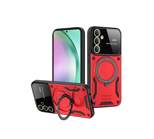 Samsung Galaxy S24 FE Kılıf Joy Lens Standlı Kapak - Kırmızı