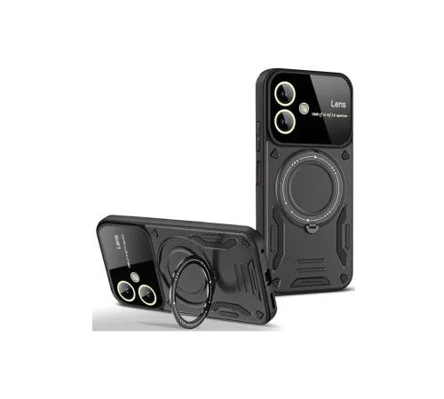 Samsung Galaxy A06 Kılıf Joy Lens Standlı Kapak - Siyah