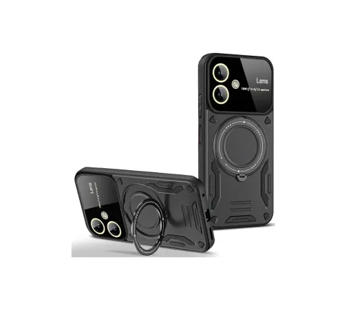 Samsung Galaxy A06 Kılıf Joy Lens Standlı Kapak - Siyah
