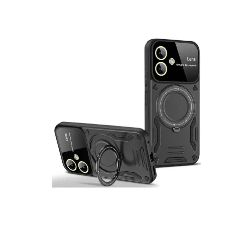 Samsung Galaxy A06 Kılıf Joy Lens Standlı Kapak - Siyah