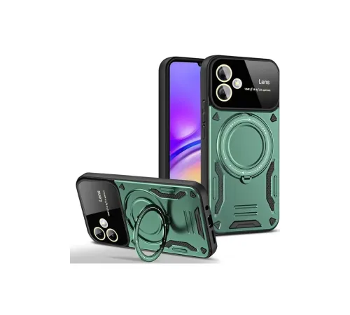 Samsung Galaxy A06 Kılıf Joy Lens Standlı Kapak - Koyu Yeşil