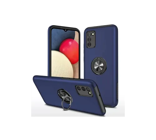 Samsung Galaxy A02S Kılıf Elit Yüzüklü Kapak - Lacivert