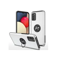 Samsung Galaxy A02S Kılıf Elit Yüzüklü Kapak - Gümüş