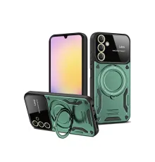 Samsung Galaxy A16 5G Kılıf Joy Lens Standlı Kapak - Koyu Yeşil
