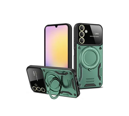Samsung Galaxy A16 5G Kılıf Joy Lens Standlı Kapak - Koyu Yeşil