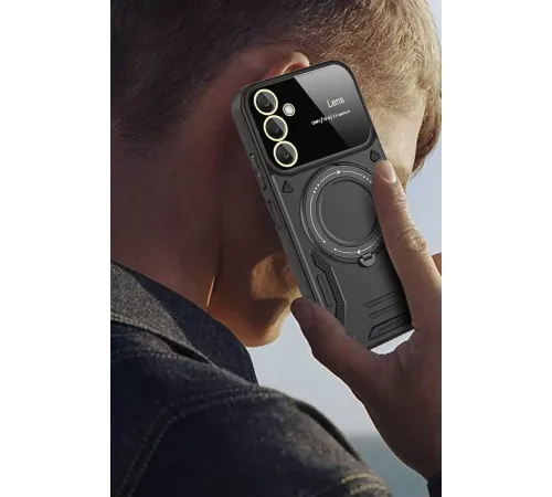 Samsung Galaxy A36 Kılıf Joy Lens Standlı Kapak - Koyu Yeşil