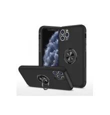 Apple iPhone 11 Pro Max Kılıf Elit Yüzüklü Kapak - Siyah