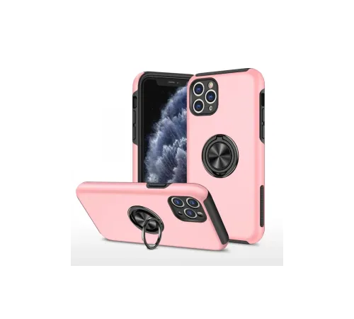Apple iPhone 11 Pro Max Kılıf Elit Yüzüklü Kapak - Pembe