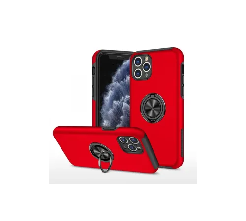 Apple iPhone 11 Pro Max Kılıf Elit Yüzüklü Kapak - Kırmızı