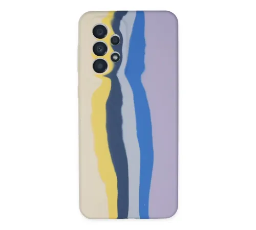 Samsung Galaxy A53 5G Kılıf Ebruli Lansman Silikon - Sarı-Lila