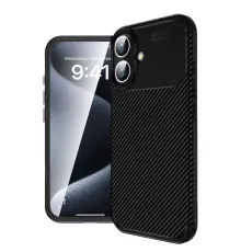 Apple iPhone 16 Kılıf Auto Focus Karbon Kapak - Siyah
