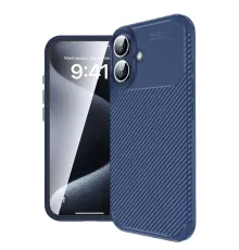 Apple iPhone 16 Kılıf Auto Focus Karbon Kapak - Lacivert