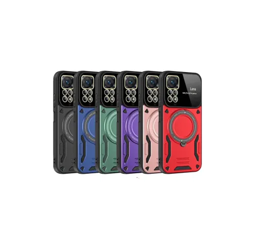Xiaomi Redmi Note 11 Pro Kılıf Joy Lens Standlı Kapak - Koyu Yeşil