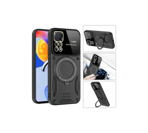 Xiaomi Redmi Note 11 Pro Kılıf Joy Lens Standlı Kapak - Koyu Yeşil