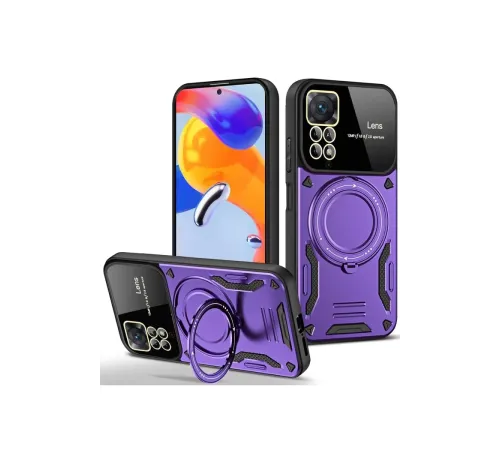 Xiaomi Redmi Note 11 Pro Kılıf Joy Lens Standlı Kapak - Mor