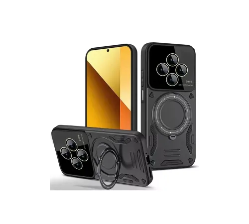 Xiaomi Redmi 14C Kılıf Joy Lens Standlı Kapak - Siyah