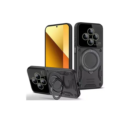 Xiaomi Redmi 14C Kılıf Joy Lens Standlı Kapak - Siyah