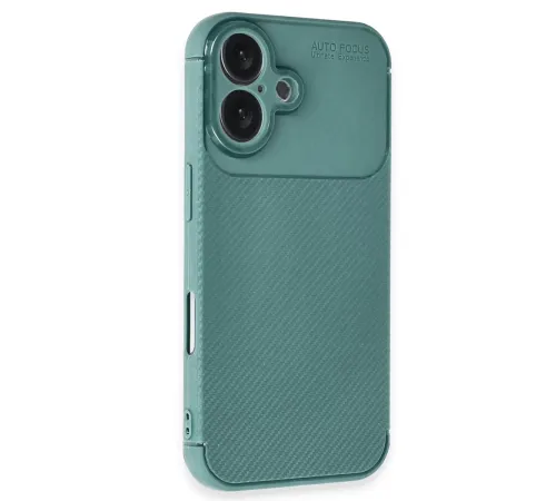 Apple iPhone 16 Kılıf Auto Focus Karbon Kapak - Koyu Yeşil