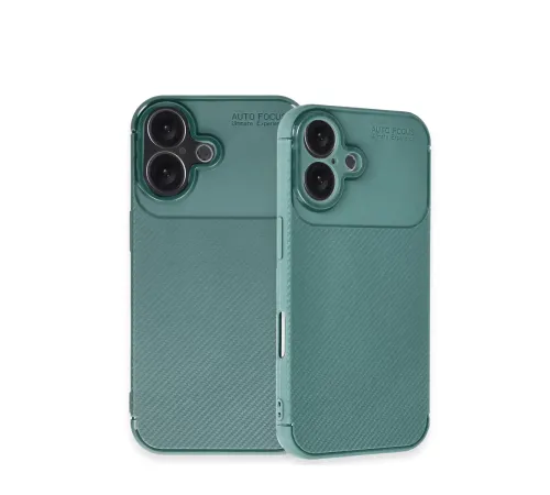 Apple iPhone 16 Kılıf Auto Focus Karbon Kapak - Koyu Yeşil