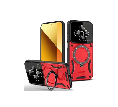 Xiaomi Redmi 14C Kılıf Joy Lens Standlı Kapak - Kırmızı
