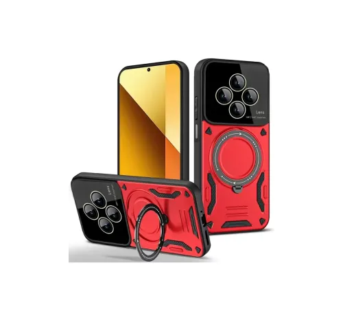 Xiaomi Redmi 14C Kılıf Joy Lens Standlı Kapak - Kırmızı