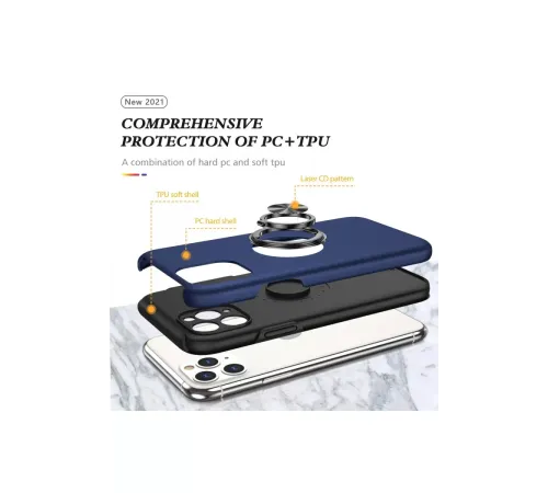 Apple iPhone 11 Pro Max Kılıf Elit Yüzüklü Kapak - Lacivert