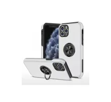 Apple iPhone 11 Pro Max Kılıf Elit Yüzüklü Kapak - Gümüş