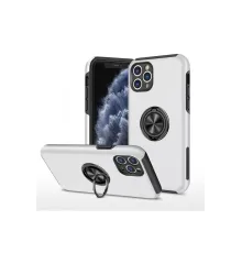 Apple iPhone 11 Pro Max Kılıf Elit Yüzüklü Kapak - Gümüş