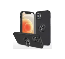 Apple iPhone 12 Mini Kılıf Elit Yüzüklü Kapak - Siyah
