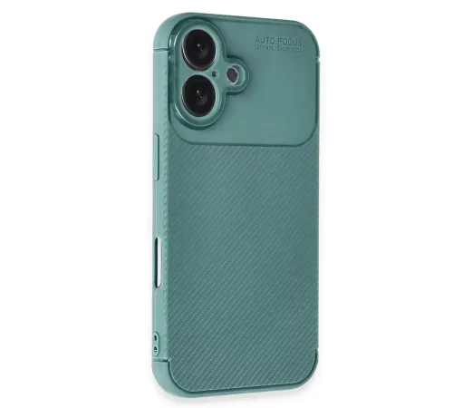 Apple iPhone 16 Plus Kılıf Auto Focus Karbon Kapak - Koyu Yeşil