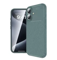 Apple iPhone 16 Plus Kılıf Auto Focus Karbon Kapak - Koyu Yeşil