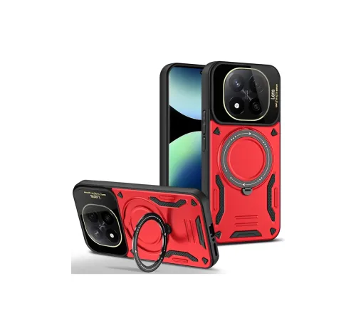 Xiaomi Redmi Note 14 Pro 5G Kılıf Joy Lens Standlı Kapak - Kırmızı