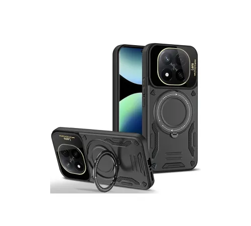 Xiaomi Redmi Note 14 Pro Plus Kılıf Joy Lens Standlı Kapak - Siyah