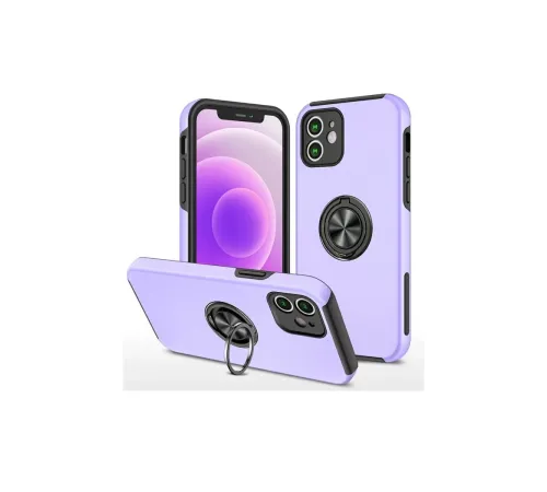 Apple iPhone 12 Mini Kılıf Elit Yüzüklü Kapak - Mor