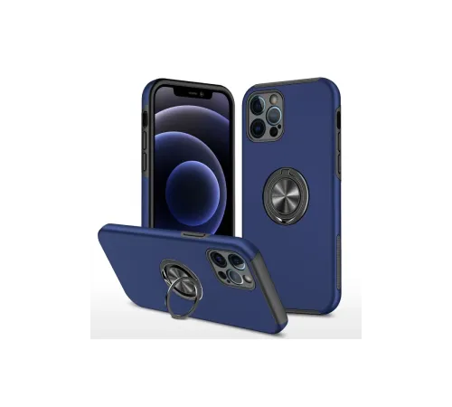 Apple iPhone 12 Pro Max Kılıf Elit Yüzüklü Kapak - Lacivert