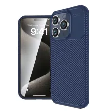 Apple iPhone 16 Pro Max Kılıf Auto Focus Karbon Kapak - Lacivert