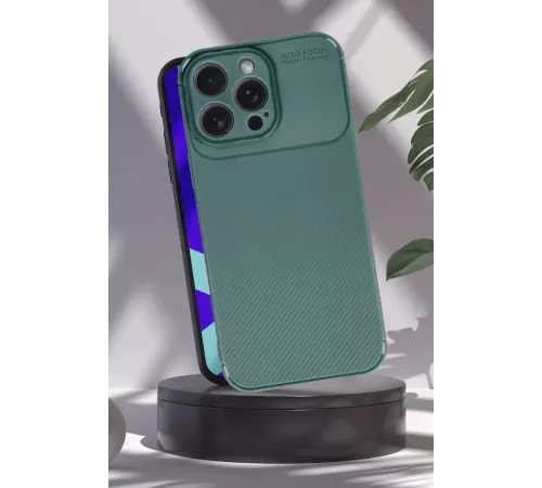 Apple iPhone 16 Pro Max Kılıf Auto Focus Karbon Kapak - Koyu Yeşil