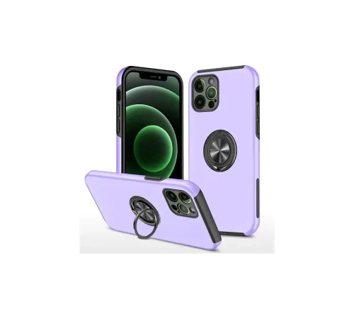 Apple iPhone 12 Pro Max Kılıf Elit Yüzüklü Kapak - Mor