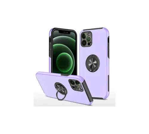 Apple iPhone 12 Pro Max Kılıf Elit Yüzüklü Kapak - Mor