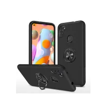 Samsung Galaxy A11 Kılıf Elit Yüzüklü Kapak - Siyah