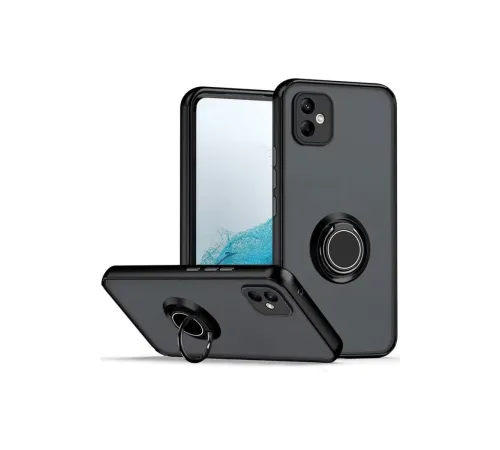 Samsung Galaxy A06 Kılıf Montreal Yüzüklü Silikon Kapak - Siyah