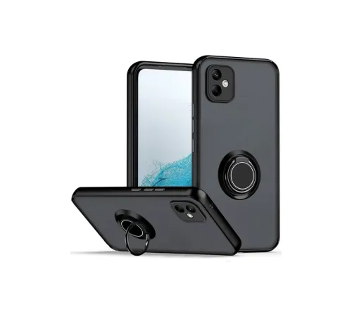 Samsung Galaxy A06 Kılıf Montreal Yüzüklü Silikon Kapak - Siyah