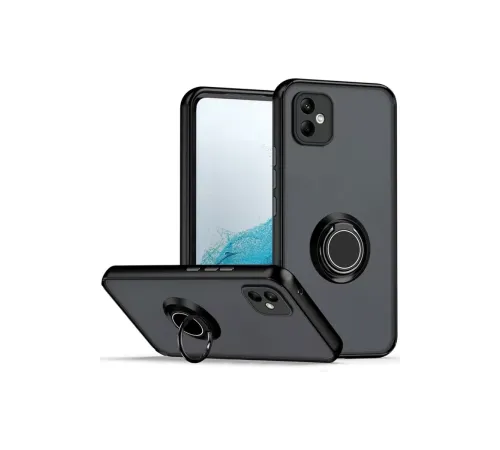 Samsung Galaxy A06 Kılıf Montreal Yüzüklü Silikon Kapak - Siyah