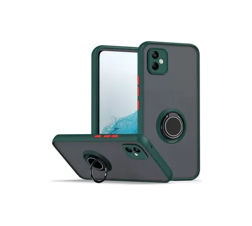 Samsung Galaxy A06 Kılıf Montreal Yüzüklü Silikon Kapak - Yeşil