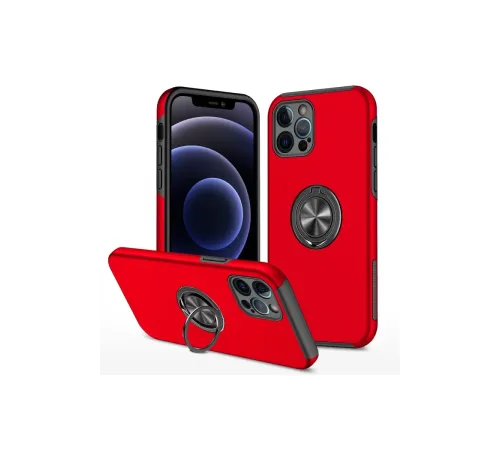 Apple iPhone 12 Pro Kılıf Elit Yüzüklü Kapak - Kırmızı