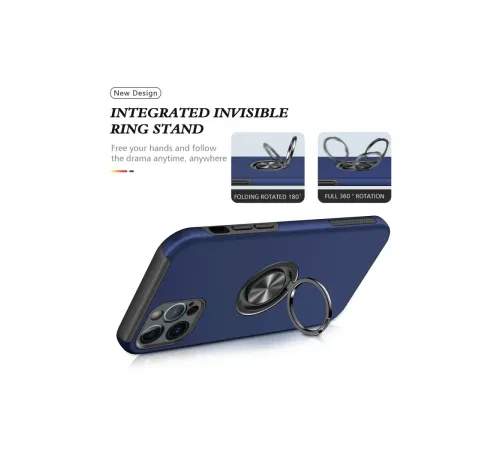 Apple iPhone 12 Pro Kılıf Elit Yüzüklü Kapak - Lacivert