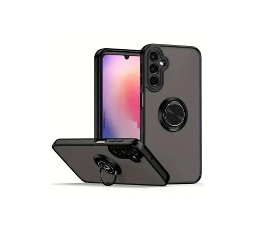 Samsung Galaxy A36 Kılıf Montreal Yüzüklü Silikon Kapak - Siyah