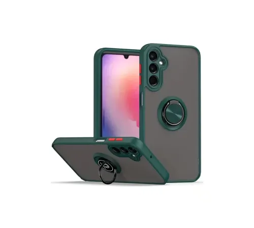 Samsung Galaxy A36 Kılıf Montreal Yüzüklü Silikon Kapak - Yeşil